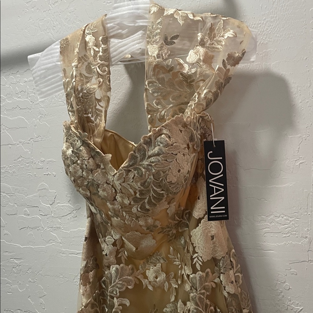 Jovani Elegant Off-Shoulder Floral Lace Dress - Picture 7 of 7